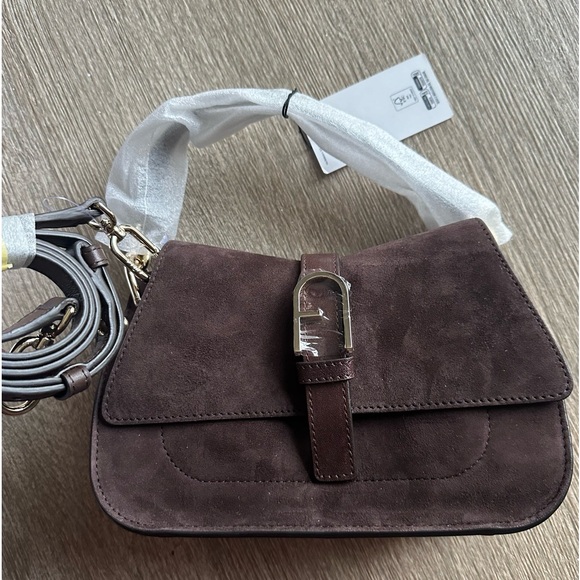 NWT FURLA Made in Italy Flow Tote Bag Crossbody Suede Brown Coach Tory Burch - Picture 11 of 11